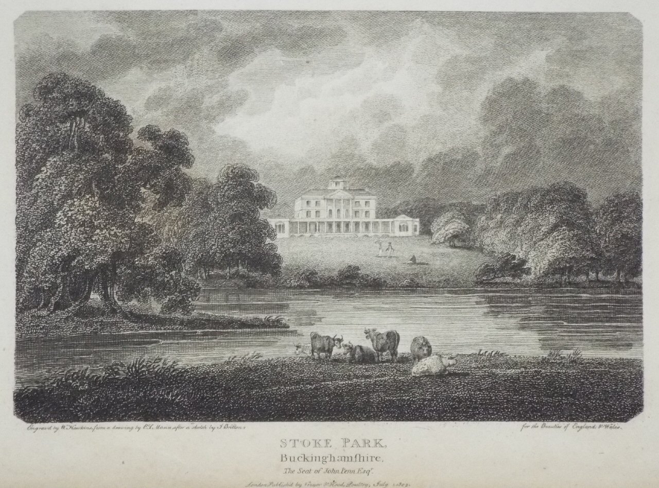 Print - Stoke Park, Buckinghamshire, The Seat of John Penn Esqr. - Hawkins